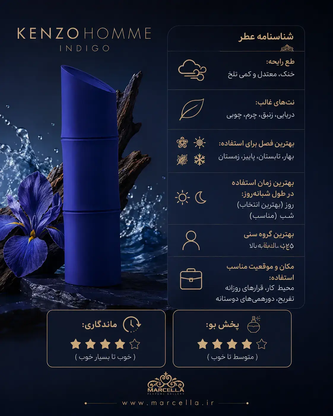 Kenzo Homme Indigo4 1 نقد و بررسی :عطر کنزو هوم ایندیگو مردانه Kenzo Homme Indigo
